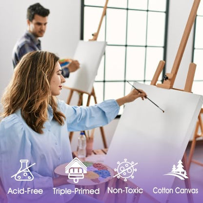 ESRICH 10x10 Stretched Canvas for Painting, 2 Pack Square Canvas for Painting Primed Acid-Free Framed Blank Canvas, Art Canvases for Beginners & Artists to Paint Oil, Acrylic, Pouring Painting. - size: 10x10in