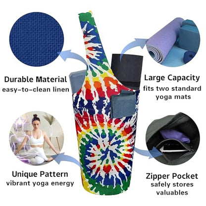 Yoga Mat Bag Carrier for Women with Side Large Pocket Durable Linen Workout Gym Travel Storage Pilates Mats - color: yoga bag - 02