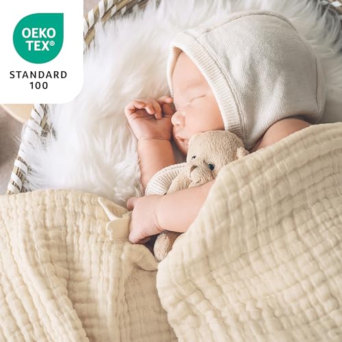 Love's cabin 100% Cotton Muslin Blanket, 6 Layer Lightweight Breathable Gauze Large Throw Blanket 50 x 70 Inches, Soft Cooling All Season Blanket for Couch or Sofa, Beige - color: Beige, size: Large Throw(50"x70")