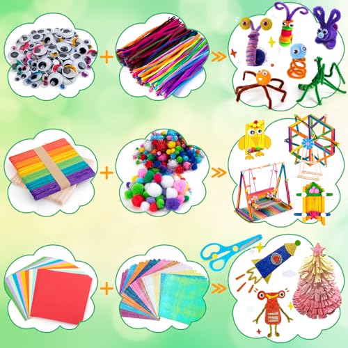 Sundaymot Kids Arts and Crafts Set 2000+ Piece DIY Craft Supplies Kit | with Assorted school supplies Accessories for Boys & Girls Ages 6-12, School Classroom Projects, Gifts for Boys and Girls