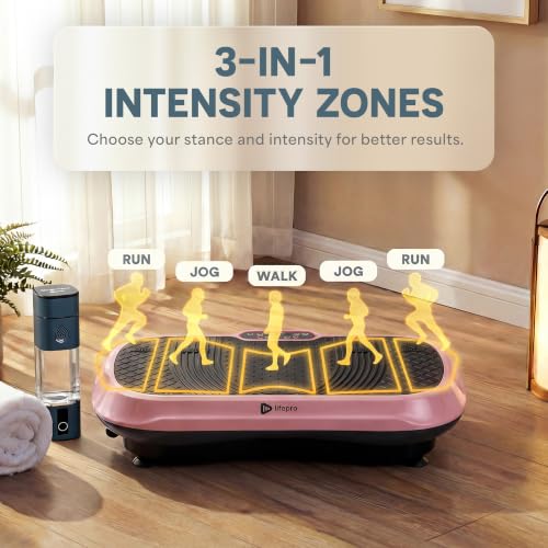 Lifepro Waver Vibration Plate Exercise Machine with 99 Speeds & 10 Presets | Resistance Bands, Non-Slip Surface, 330 lbs Capacity — Vibration Plate for Lymphatic Drainage, Body Toning, Full-Body Workout - color: Pink