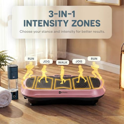Lifepro Waver Vibration Plate Exercise Machine with 99 Speeds & 10 Presets | Resistance Bands, Non-Slip Surface, 330 lbs Capacity — Vibration Plate for Lymphatic Drainage, Body Toning, Full-Body Workout - color: Pink