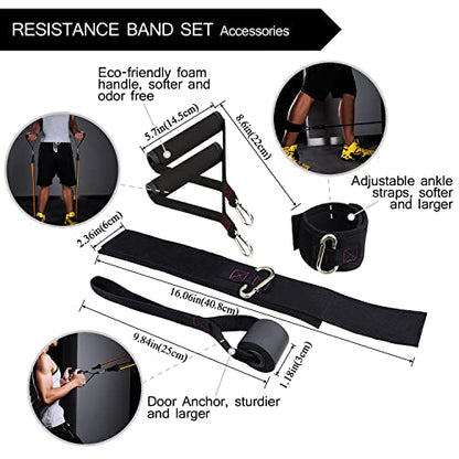 TheFitLife Resistance Bands Set with Handles, Door Anchor and Ankle Straps | Workout Bands for Muscle Strength Training, Home Gym Fitness, Full Body Exercise for Men, Women, Pilate, and Physical Therapy