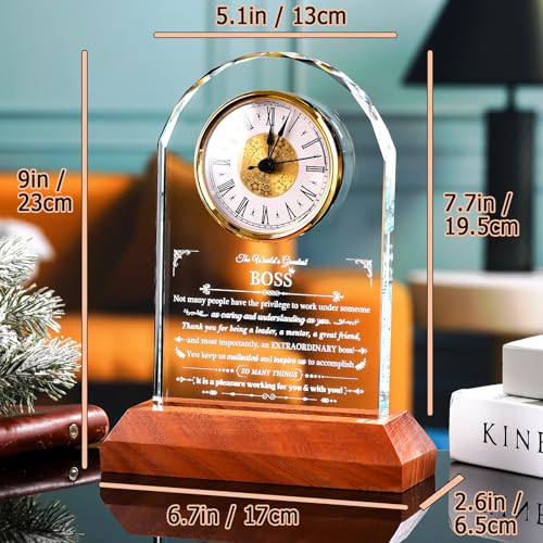 Ornalrist Boss Gifts for Best Boss Manager Glass Clock Boss's Day Keepsake - color: Boss Gifts