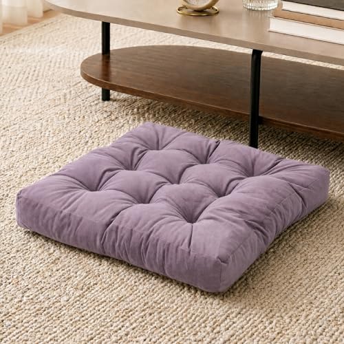 Floor Pillow for Adults, Velvet Floor Cushion, 22 x 22 Inch, Lavender - color: Lavender, size: 1pack