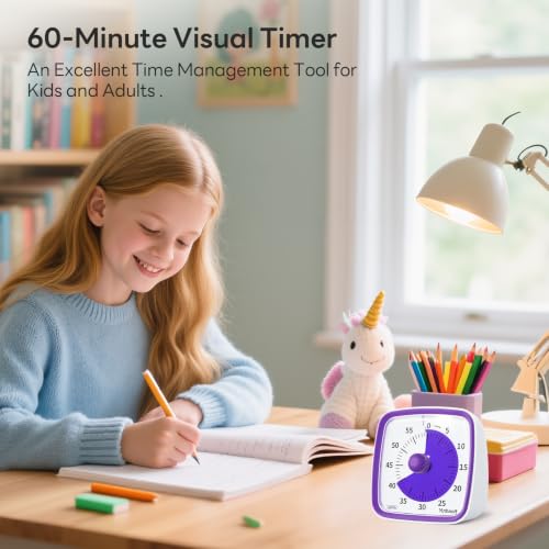 Yunbaoit Visual Timer with Night Light, 60 Minute Countdown, Purple - color: Purple