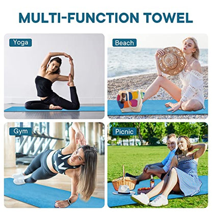 Yoga Towels, Non Slip Hot Yoga Mat Towel with Grip Dots,Super-Absorbent Soft Microfiber Yoga Blanket for Pilates, Fitness and Workout 72inch x 24inch - color: Blue