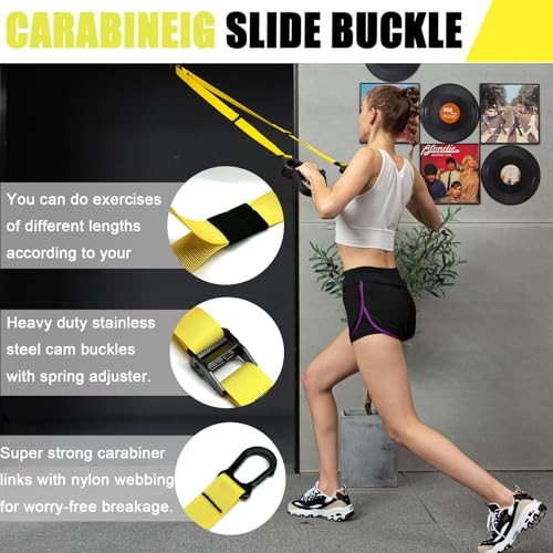 Bodyweight Resistance Training Straps, Home Gym Fitness Trainer kit - color: Army Green