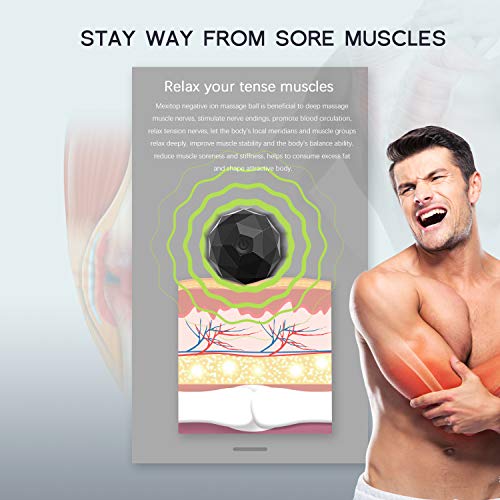 Electric Vibrating Massage Ball, 2-Speed Fitness Yoga Pilates Physical Therapy Massage Roller to Fight Sore Muscles,Washable Negative Ion Vibration Massages ball for Muscle Recovery,Myofascial Release - color: Black