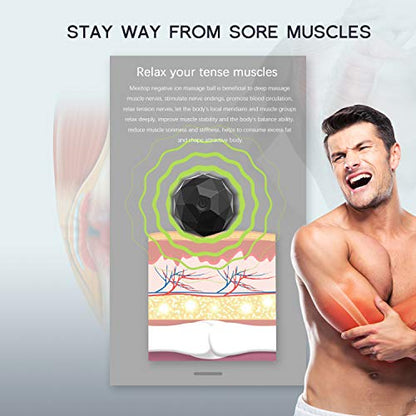 Electric Vibrating Massage Ball, 2-Speed Fitness Yoga Pilates Physical Therapy Massage Roller to Fight Sore Muscles,Washable Negative Ion Vibration Massages ball for Muscle Recovery,Myofascial Release - color: Black