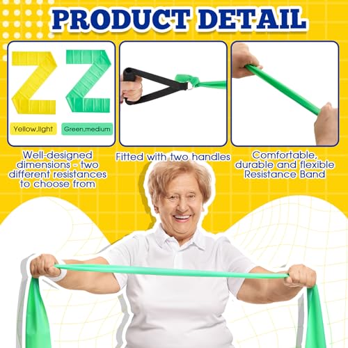 2 Pcs Resistance Band with Handles for Seniors | Chair Exercise Equipment, Physical Therapy Band, Gifts for Elderly, Women, Rehab, Physical, Grandma, Grandpa - color: black