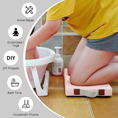HappyPicnic Waterproof Garden Kneeling Pad, 2in Thick, Pink, 1 Pack | Soft High-density Foam knee Support, with Handle, Easy to Clean, Non-slip, for Gardening, Yoga, Prayer, Housework, Exercise - color: Light Pink