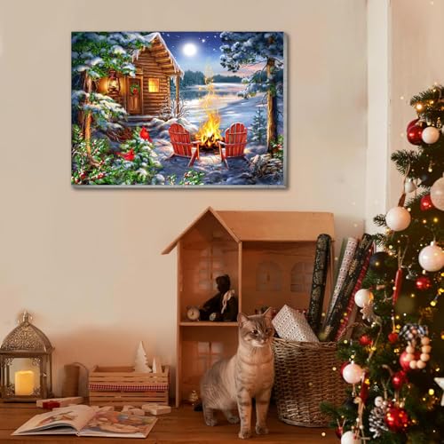 4 Pack Christmas Paint by Numbers Kit for Adults with Framed,Snowman Truck Candle Christmas Tree Paint by Number with Wooden Easel DIY Winter Bonfire Landscape Adult Paint by Number Kits10X12-10x10in - color: 4 Pack Paint by Numbers-0725-1, size: 8x12in w