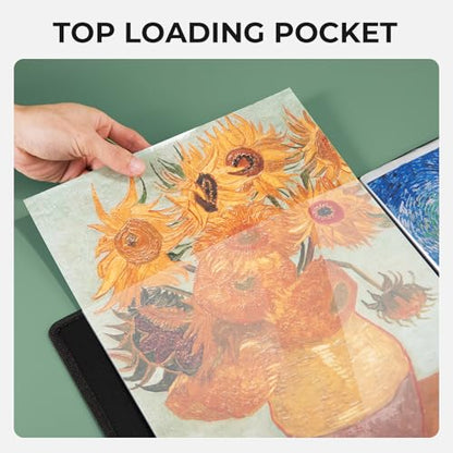 Nicpro 18"x24" Art Portfolio, 30 Pockets Display 60 Pages Art Portfolio Folder with Clear Plastic Sleeves, Artwork Storage Presentation Book for Artists, Painting Carrier Case - size: 18x24"