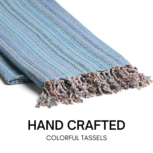 BAY LAUREL Turkish Beach Towel with Travel Bag 39 x 71 Quick Dry Sand Free Lightweight Large Oversized Towels Light - color: Blue Mix