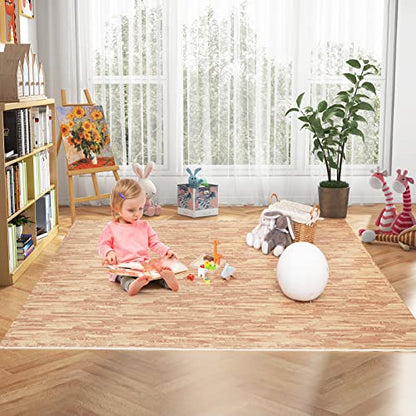 Tangkula 25 Tiles Foam Flooring Mats with Border, 100 SQ FT EVA Interlocking Exercise Foam Mats for Exercise Equipment, Elastic Puzzle Play Mats, 3/8” Thick Non-Slip Workout Floor Mats for Home Gym - size: 100 sq.ft