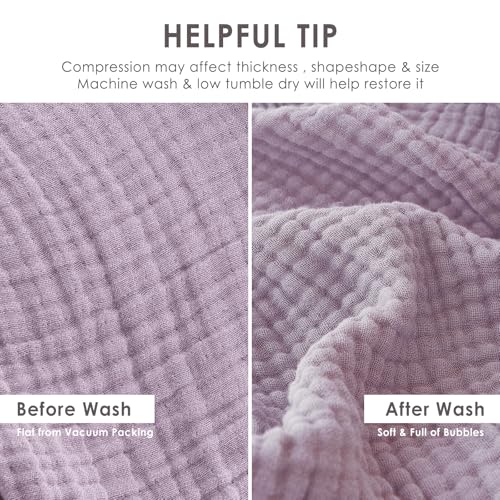 EMME Cotton Muslin Throw Blanket Lavender 50"x60" Couch Breathable Gauze Blanket Soft Lightweight - color: 11 - Lavender, size: Throw (50" X 60")