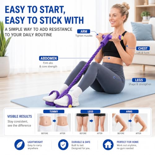 8-Tube Foot Pedal Resistance Band with Handles for Home Exercise