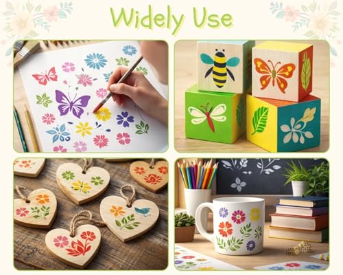 80Pcs Reusable Stencils for Painting Set, 3 Inch Botanical Flower Bird Butterfly Painting Templates for DIY Art Decor Classroom Projects