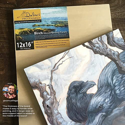 Da Vinci Pro Birch Wood Panel 1-5/8 Deep – 8x8 6-Pack - Fine Textured, Warp Resistant, Lightweight & Rigid – Perfect for Mounting Sanded Pastel or Watercolor Paper, Linen or Canvas