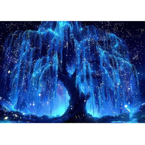 Blue Life Tree Diamond Art Kits for Adults Beginners,5D Diamond Painting Tree,DIY Diamond Gem Painting with Gem Art for Adults,Home Wall Decor 12 X 16 Inch - color: GM8846