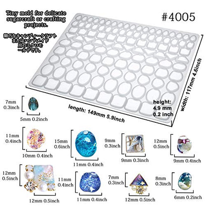 FUNSHOWCASE Cabochon Gem Silicone Mold 2 Trays for Resin Casting Jewelry Making - color: 176 Cavities 38 Designs