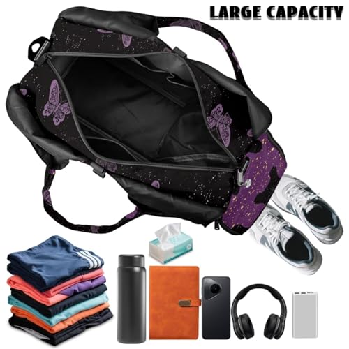 Yoga Gym Bag with Removable Adjustable Shoulder Strap, Shoe Compartment & Top Yoga Mat Holder 17.72x8.66x9.84in - color: Halloween Butterfly Bow Print