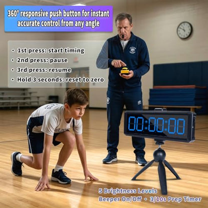 Gym Timer 1.5 Inch Large LED Display with 360° Start/Stop Button, Stopwatch and Interval Timer for Home Gym, Obstacle Course, HIIT Workouts (1.5in Blue) - size: 1.5 inches blue
