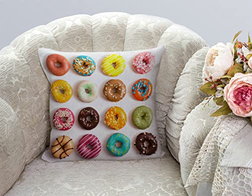 TSSOHU Outdoor Patio Throw Pillow Cover Colorful Donuts Farmhouse Décor Outside Furniture Swing Seat Bench Chair Decorative Cushion Cases 18x18 Deep Seat Bed Couch Sofa - color: Tss46