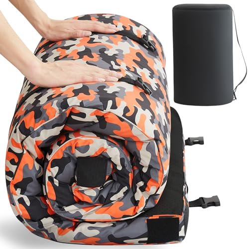 HomeMate Memory Foam Camping Mattress Pad: Portable Car Sleeping Pad | Roll Up Floor Mattress for Camping Cot Tent Truck Travel, Non-Slip Waterproof Sleeping Mat for Adults Guests - color: Orange, size: Single / 75*30*3