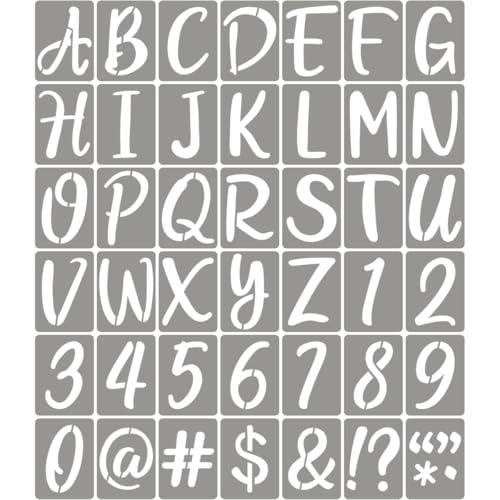 4 Inch Letter Stencils for Painting - 42 Pack Alphabet Letter Number Templates with Signs, Reusable Plastic Alphabet Number Stencils for Chalkboard Fabric Rock Wood Crafts Painting - size: 4 Inch