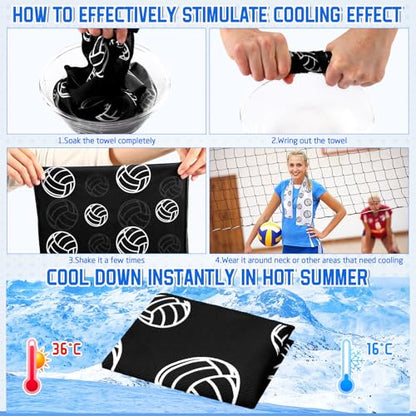 FuWeave 12 Pcs Black Volleyball Cooling Towels Gifts 40 X 12 Inch - color: Black, size: 40 x 12 inches