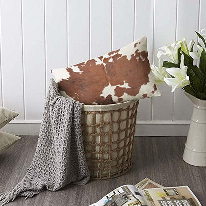 TKS MITLAN Brown Cowhide Throw Pillow Case Cushion Cover for Use As A Background in Full Frame Linen Couch Bed Sofa Car Waist Cushion Cover 12 x 20 inch - color: Brown Cowhide, size: 20" x 12" (Pack of 1)