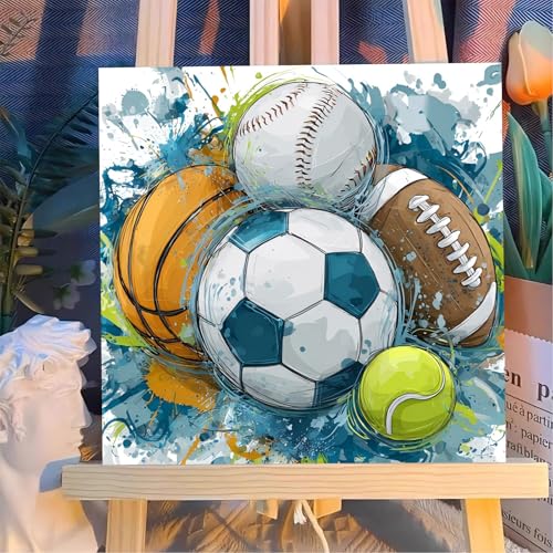 Reivworl Framed Ball Sports Paint by Numbers Kit for Adults Beginner 10×10 inch - color: 14-Ball