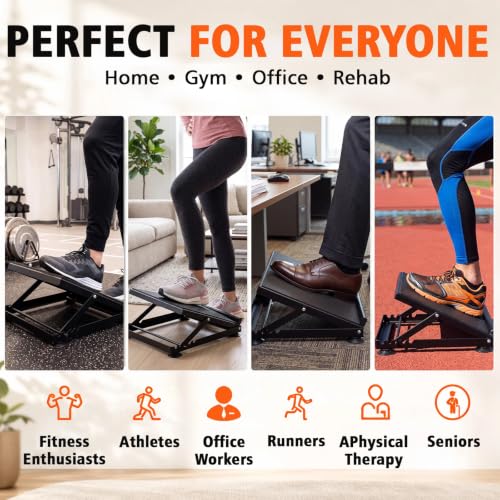 Steel Adjustable Slant Board with Suction Base for Calf Ankle Stretching | 5-angle 20°–45° Foam Surface, Supports 440 lb, Non-slip Suction Cups for Home Gym and Physical Therapy