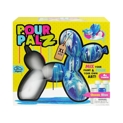 DIY Paint Pouring Kit – 1 XL Balloon Dog, 4 Acrylic Pour Paints, Mixing Cups & Tools, Create Unique Marbled Art, Fun Hands-On Craft Kit for Kids & Adults, Ocean Blue, Ages 5+ - color: Dog Ocean Blue