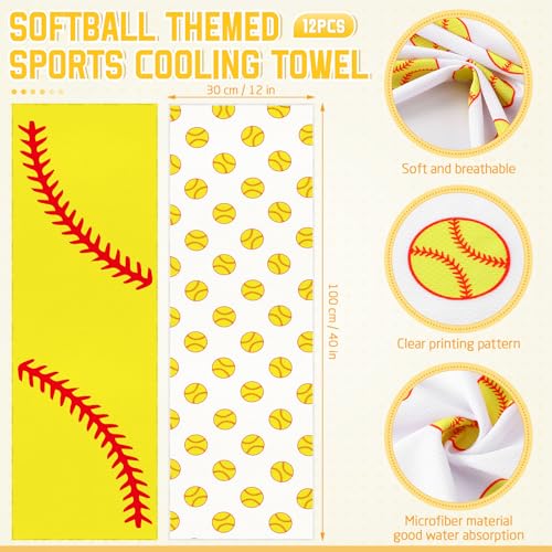 FuWeave 12 Pcs Yellow Basketball Cooling Towels Gifts 40 X 12 Inch - color: Yellow, size: 40 x 12 inches