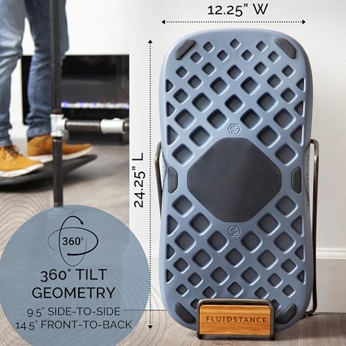 FluidStance Adult Balance Board for Standing Desk - Anti Fatigue USA Made 360 Degree Rocker Wobble Board as Exercise Equipment to Increase Focus & Movement - Sustainable Anti-Slip Plane Standing Board - color: Storm-5