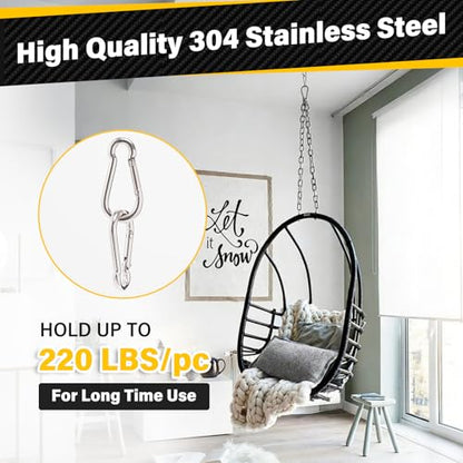 Hammock Hanging Kit, Load Capacity 1400 lb, Stainless Steel Hammock Hook Carabiner Set for Yoga Hammock Swing Chair Indoor Outdoor Relaxation (4-Pack Carabiner Clips) - color: 4-pack Carabiner Clips