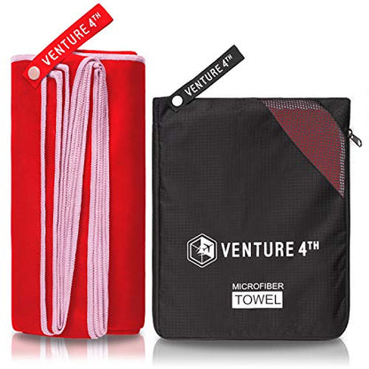VENTURE 4TH Quick Dry Travel Towel, Ultra Soft Microfiber - 3 Sizes - color: Red White, size: 60.00" x 31.50"