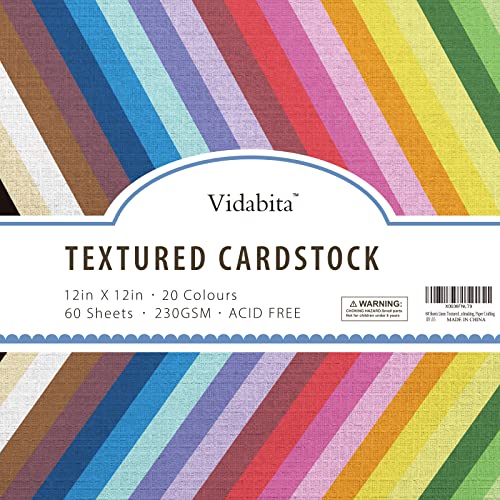60 Sheets Colored Linen Textured Cardstock Paper 12x12 Inch, 85 lb, 20 Colors Heavyweight Multi Colored Card Stock Paper, Solid Core Double Sided Cardstock for Card Making Craft&Scrapbooking