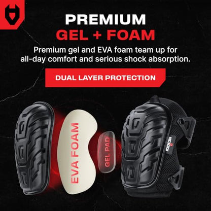 NoCry Professional Gel Knee Pads for Work with Soft Foam and Gel Cushion — Heavy Duty Cap, Reinforced Adjustable Straps, Military Grade Rivets and Built-in Hang Loops — Perfect for Construction - style: Original
