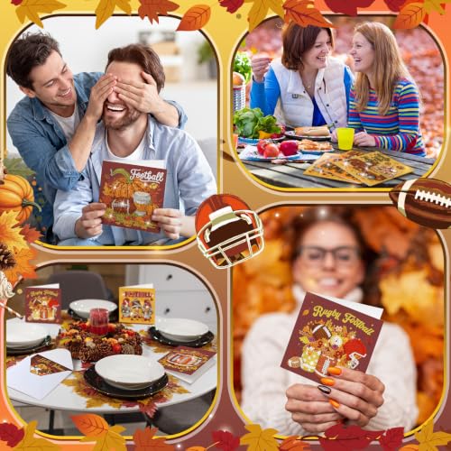 Saillong 12 Pack Fall Football Diamond Painting Greeting Card Kits DIY Autumn Football Diamond Art Cards with Envelopes 5D Rhinestones Painting Making Kit for Adults DIY Crafts Family Friend Gifts - color: Fall Football