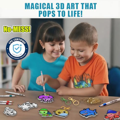 WurLoo Aqua Magic Puffs Paint 3D Art Kit Ocean Panl,Mess-Free Craft for Kids, DIY Color & Inflate Activity, Travel Toys & Creative Gifts for Girls and Boyd Ages 4, 5, 6, 7, 8, 9, 10 - color: Ocean Panl