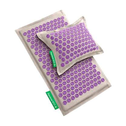 Pranamat Acupressure Large Mat and Pillow Set, Premium Acupressure Therapy for Pain Relief and Relaxation, Handcrafted in Europe with Sustainable and Natural Materials (Amethyst) - color: Amethyst