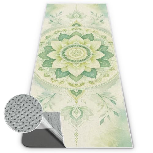 Yoga Towel,Ultra-Absorbent Yoga Mat Towel for Hot Yoga Towel Non Slip,Featuring Ultra-Stylish Prints,Ideal for Workouts,Hot Yoga, Bikram,Pilates Equipment,72 x 27 in, Green Flowers - color: Green Flowers