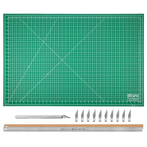 WA Portman Self-Healing Cutting Mat, Crafting Knife, 36'' Metal Ruler Set This set includes 24x36 Inch Sewing Cutting Mat, 10pc #11 Blades, Exacto Knife Set, & 36 Inch Cork Backed Metal Ruler Set - size: 24x36