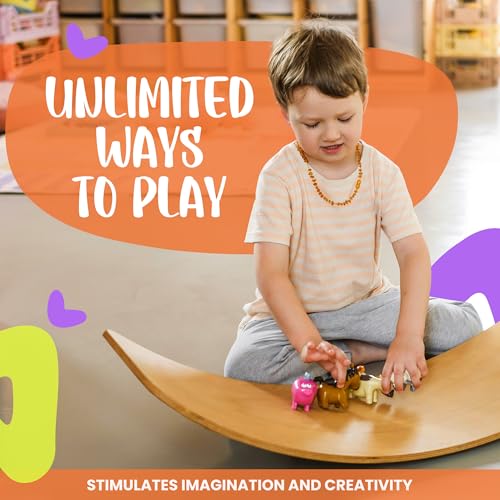 Ultimate Wooden Wobble Balance Board for Kids by bagacootha – Wooden Toddler Toys & Kids Rocker for Endless Play & Imagination | 32" Wobble Balance Board with Felt Base. - color: Purple