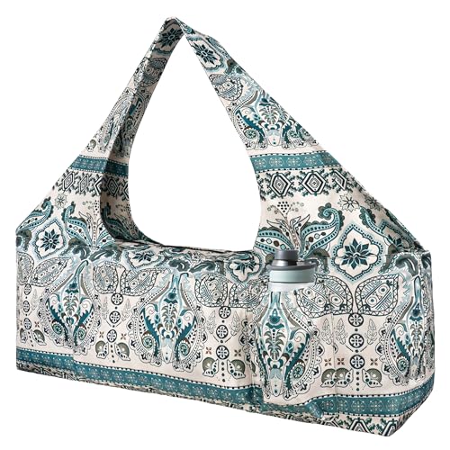 Yoga Mat Bag - Large Yoga Bag with Yoga Mat Strap, Zipper and Pockets - Yoga Bags and Carriers Fits All Your Stuff - Personalized Yoga Mat Bags for Women Fits Most Size Mats - color: Indian Floral