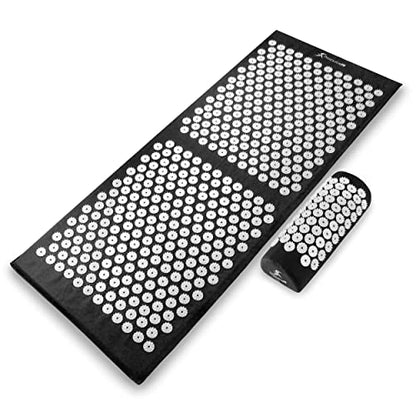 ProsourceFit Acupressure Mat and Pillow Set for Back/Neck Pain Relief and Muscle Relaxation, XL - Black/White - color: Black/White, size: XL